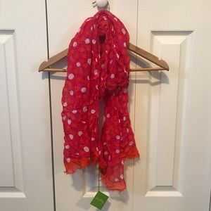 Vera Bradley Soft Fringe Scarf Orange& Pink Dots
